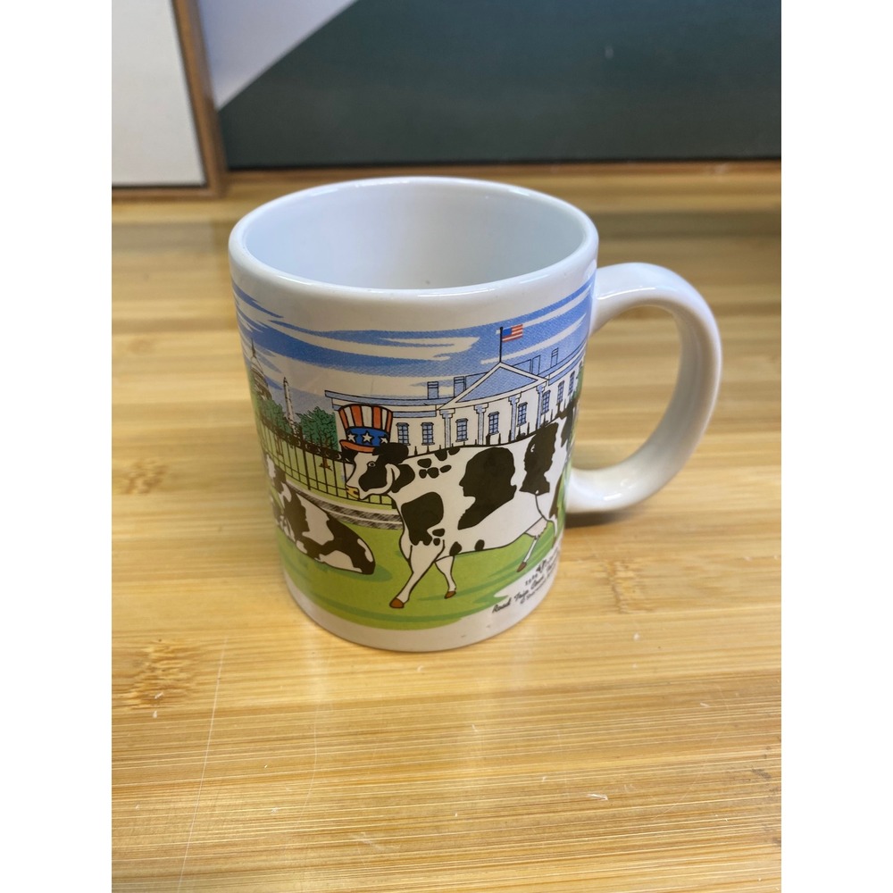 Unbranded Coffee Mug Unisex OS White Cow Parade Happy Moolennium 2000 Vintage